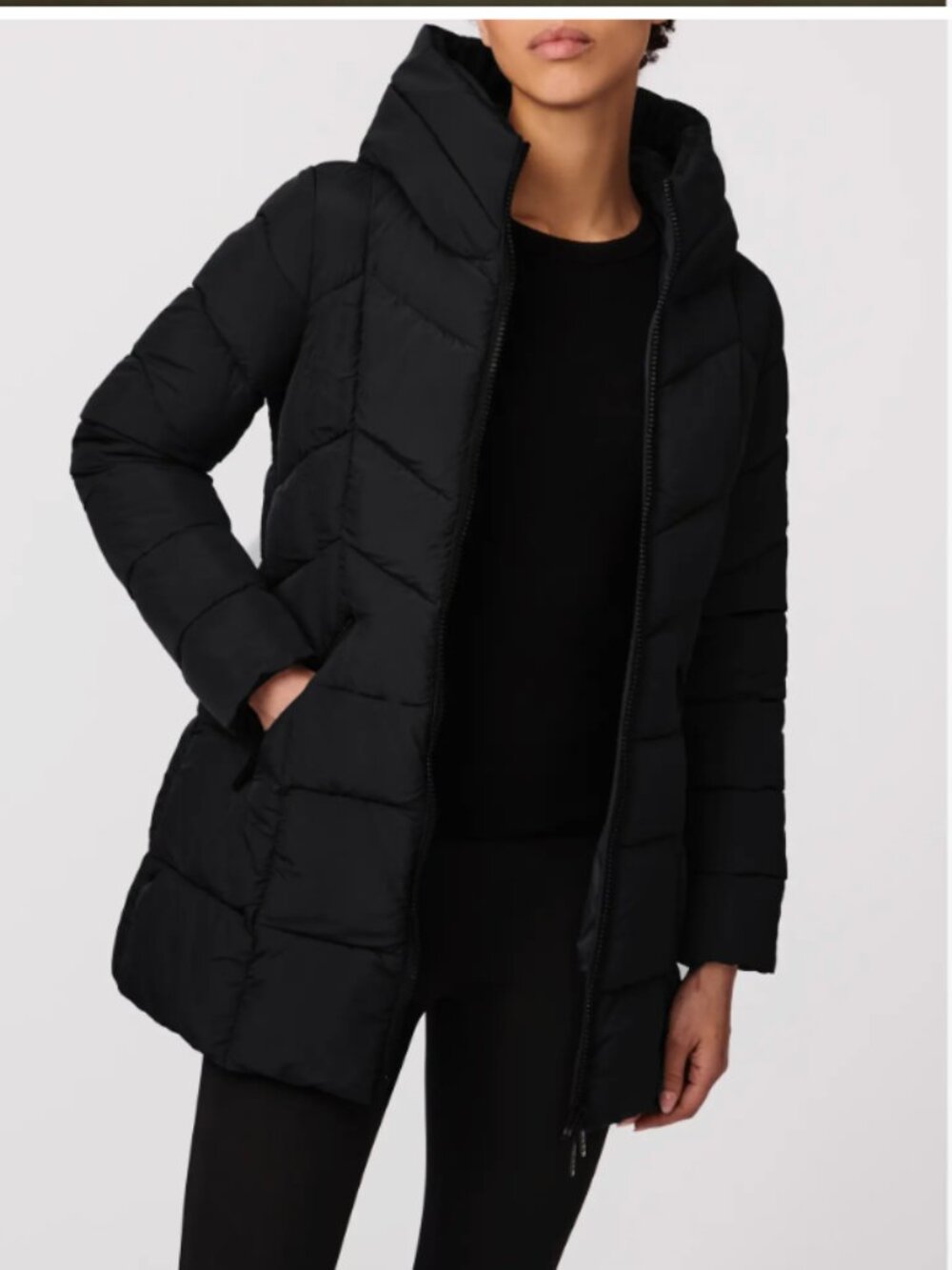 Bernardo Hooded Water Resistant Puffer Jacket, Black, Medium